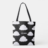 Personalisiertes Schwarz-Tote-Bag für weiße Wolken Tasche (Rückseite)