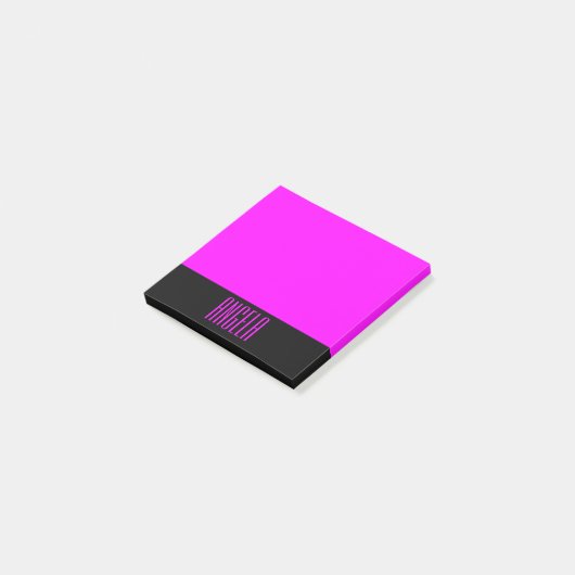 Personalisiertes Schwarz und Fuchsia Post-it Klebezettel (angewinkelt)