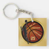 Personalisiertes Schwarz und Gold, Basketballgesch Schlüsselanhänger (Vorderseite)