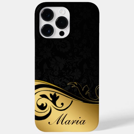 Personalisiertes Schwarz und Gold Case-Mate iPhone Hülle (Rückseite)