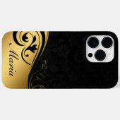 Personalisiertes Schwarz und Gold Case-Mate iPhone Hülle (Rückseite (Horizontal))