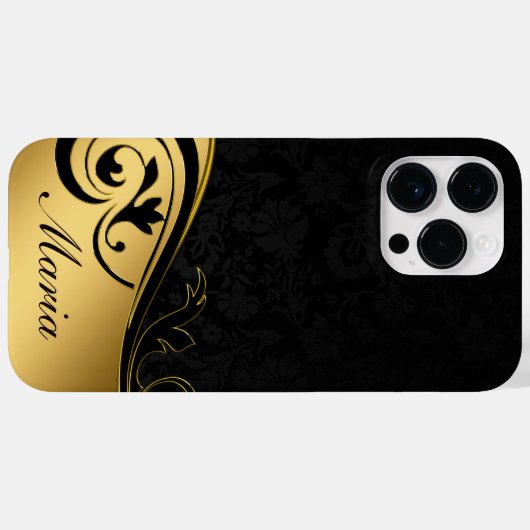 Personalisiertes Schwarz und Gold Case-Mate iPhone Hülle (Rückseite (Horizontal))