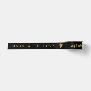 Personalisiertes Schwarz und Gold - Mit Liebe herg Satinband