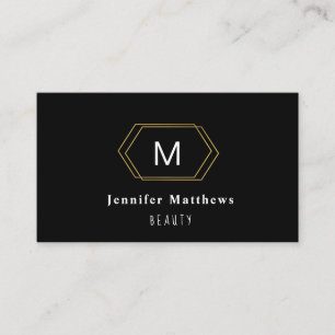 Personalisiertes Schwarz und Gold Moderne Makeup-K Visitenkarte