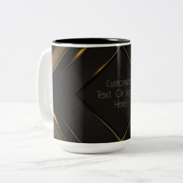 Personalisiertes Schwarz und Gold Zickzack Zweifarbige Tasse