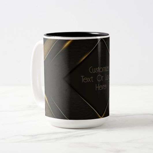 Personalisiertes Schwarz und Gold Zickzack Zweifarbige Tasse (Vorderseite Links)