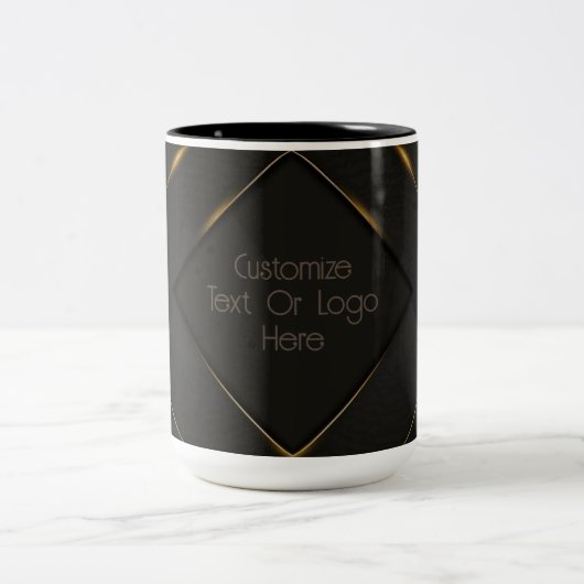 Personalisiertes Schwarz und Gold Zickzack Zweifarbige Tasse (Mittel)