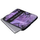 Personalisiertes Schwarz und Lila Goth Pattern Sch Laptopschutzhülle (Vorne Knopf)