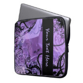 Personalisiertes Schwarz und Lila Goth Pattern Sch Laptopschutzhülle (Vorderseite Links)
