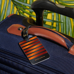 Personalisiertes Schwarz und Orange Gepäckanhänger