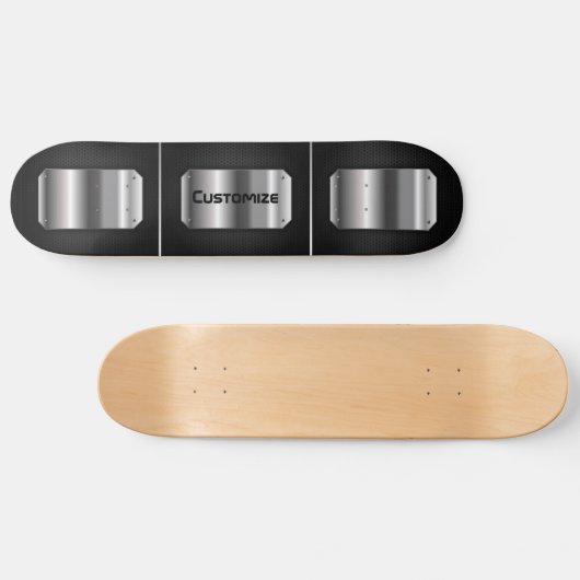Personalisiertes Schwarz und Stahl Skateboard (Horizontal)