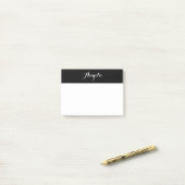 Personalisiertes Schwarz und Weiß Post-it Klebezettel (Auf Schreibtisch)