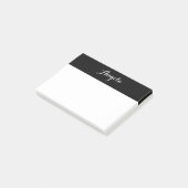 Personalisiertes Schwarz und Weiß Post-it Klebezettel (angewinkelt)