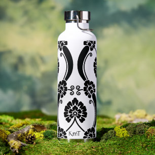 Personalisiertes Schwarz-Weiß-Bildlaufmuster Trinkflasche