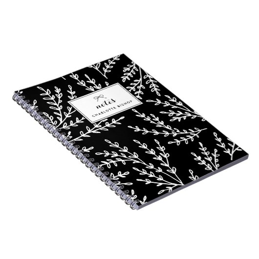 Personalisiertes Schwarz-Weiß-Blattmuster Notizblock (Rechte Seite)