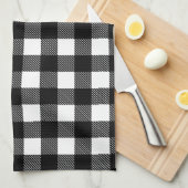 Personalisiertes Schwarz-Weiß Buffalo Kariert Küch Geschirrtuch (Viertel Falte)