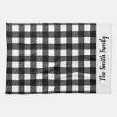 Personalisiertes Schwarz-Weiß Buffalo Kariert Küch Geschirrtuch (Horizontal)