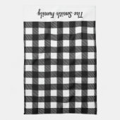 Personalisiertes Schwarz-Weiß Buffalo Kariert Küch Geschirrtuch (Vertikal)