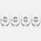 Personalisiertes Schwarz-Weiß-Buffalo Kariert (R) Weinglas Ohne Stiel (Hinten)