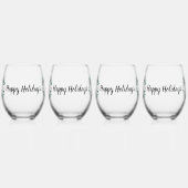 Personalisiertes Schwarz-Weiß-Buffalo Kariert (T) Weinglas Ohne Stiel (Links)