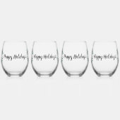 Personalisiertes Schwarz-Weiß-Büffel Kariert (F) Weinglas Ohne Stiel (Links)