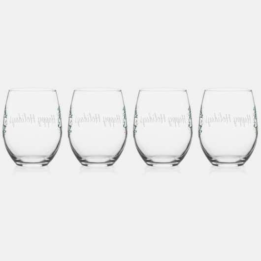 Personalisiertes Schwarz-Weiß-Büffel Kariert (I) Weinglas Ohne Stiel (Rechts)