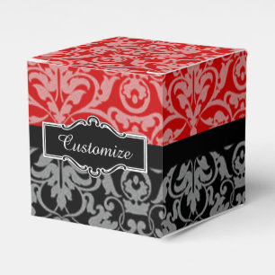 Personalisiertes Schwarz-Weiß-Damaskus-Gesichtsfel Geschenkschachtel