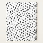 Personalisiertes Schwarz-Weiß-Doodle-Muster Herz Planer (Rückseite)