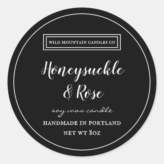 Personalisiertes Schwarz-Weiß-Etikett Runder Aufkleber (Vorderseite)