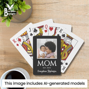 Personalisiertes Schwarz-Weiß-Foto Neue Mutter Est Spielkarten
