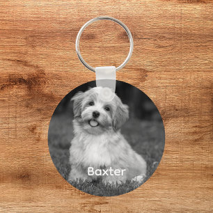 Personalisiertes Schwarz-Weiß-Foto von Ihrem Hund  Schlüsselanhänger