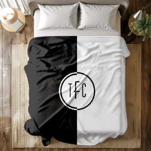 Personalisiertes Schwarz-Weiß-Geometrie-Design-Fli Fleecedecke