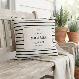 Personalisiertes Schwarz-Weiß-Gestreiftes Outdoor- Kissen