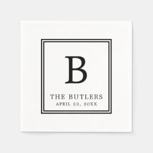 Personalisiertes Schwarz-Weiß-Heiratspapier Napkin Serviette