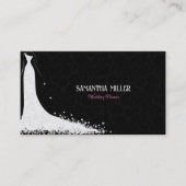 Personalisiertes Schwarz-Weiß-Hochzeitskleid Visitenkarte (Vorderseite)