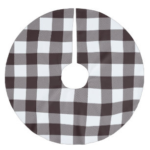 Personalisiertes Schwarz-Weiß-Karo Rustikal Landha Polyester Weihnachtsbaumdecke