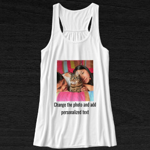 Personalisiertes Schwarz-Weiß-Katzen-Mama-Familien Tank Top