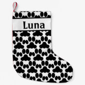 personalisiertes Schwarz-Weiß-Katzenpaarmuster Kleiner Weihnachtsstrumpf (Vorderseite)