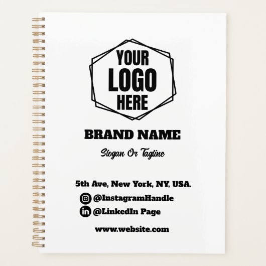 Personalisiertes Schwarz-Weiß-Logo Planer (Vorderseite)