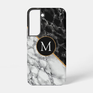 Personalisiertes Schwarz-Weiß-Marmor Samsung Galaxy Hülle