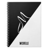 Personalisiertes Schwarz-Weiß-Minimal-Monogramm & Notizblock (Vorderseite)