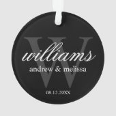 Personalisiertes Schwarz-Weiß-Monogramm Ornament (Rückseite)