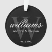 Personalisiertes Schwarz-Weiß-Monogramm Ornament (Vorderseite)