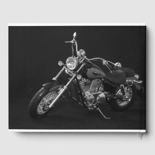Personalisiertes Schwarz-Weiß-Motorrad Gästebuch (Rückseite)