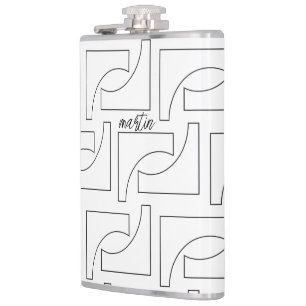 Personalisiertes Schwarz-Weiß-Muster Flachmann