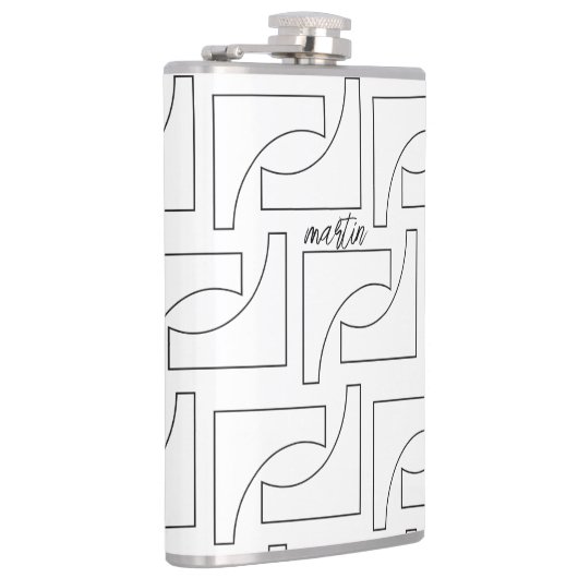 Personalisiertes Schwarz-Weiß-Muster Flachmann (Rechts)