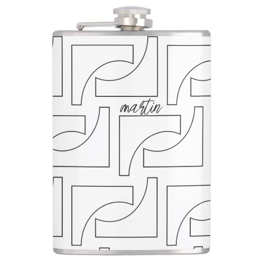 Personalisiertes Schwarz-Weiß-Muster Flachmann (Vorderseite)