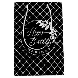 Personalisiertes Schwarz-Weiß-Muster Geburtstag Mittlere Geschenktüte