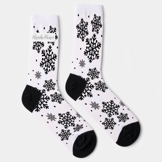 Personalisiertes Schwarz-Weiß-Muster Socken (Rechts)