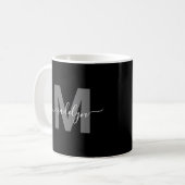 Personalisiertes Schwarz-Weiß-Namensmonogramm Kaffeetasse (Vorderseite Links)